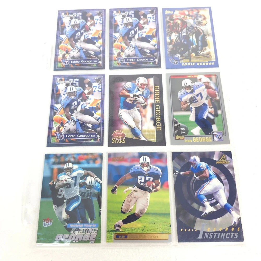 Eddie George Football Cards x30 Titans Fleer Topps Score NFL Inserts Autographed - Picture 4 of 10